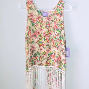 Michelle Nicole Floral Fringe Tank Top